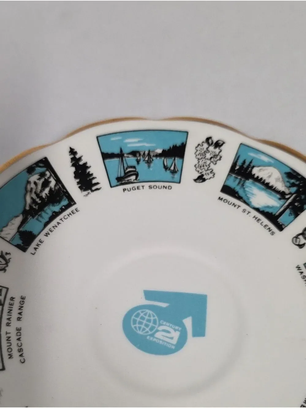 Vintage MCM 1962 Royal Talbot Seattle World's Fair Teacup & Saucer Set